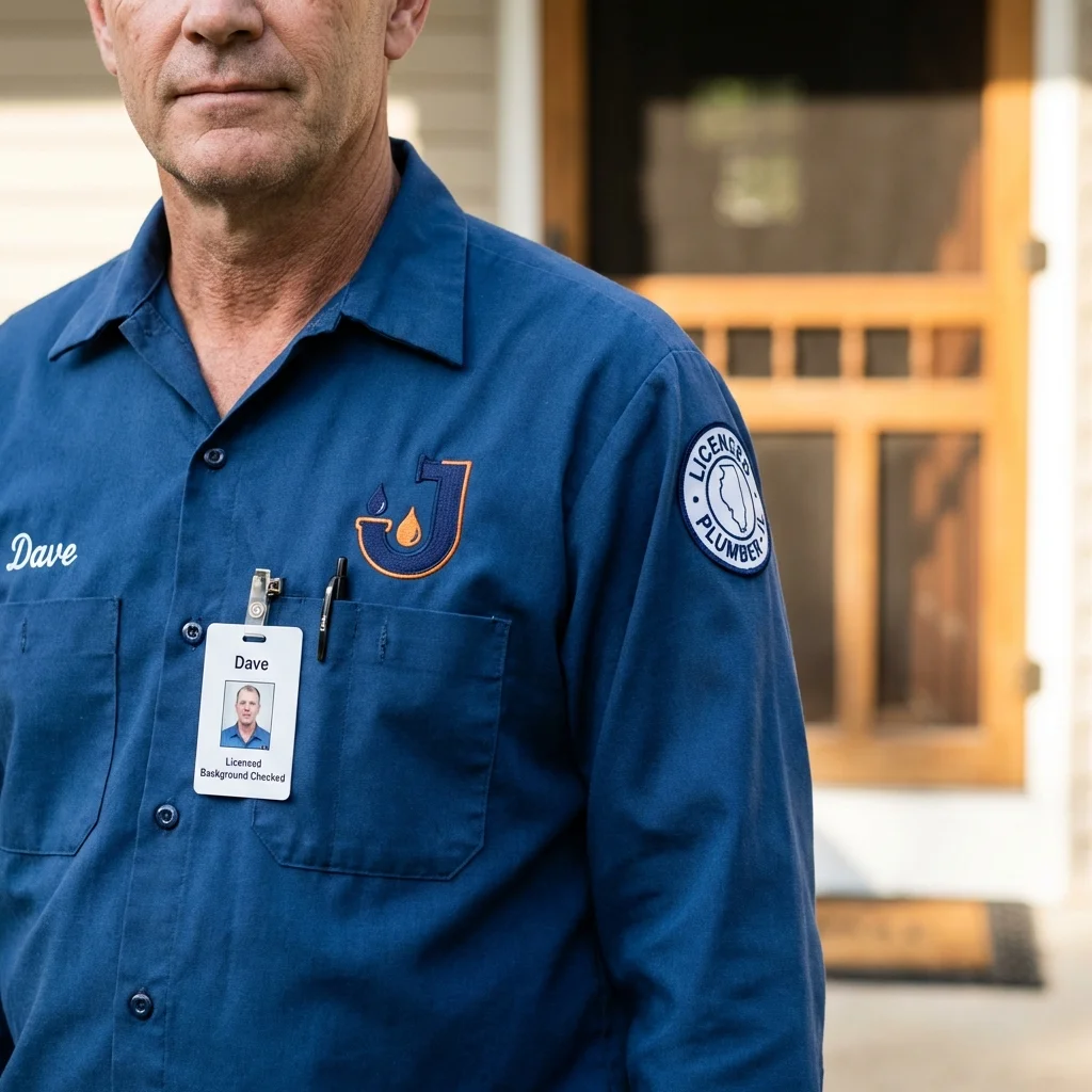 Licensed plumber showing ID badge in Waterflow, NM