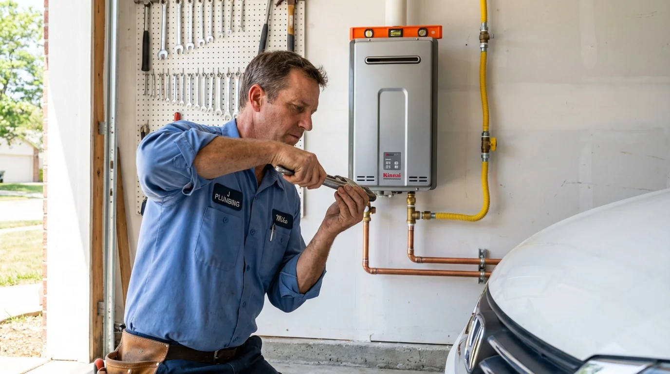 Tankless water heater installation by a Johns Plumbing LLC plumber in Waterflow